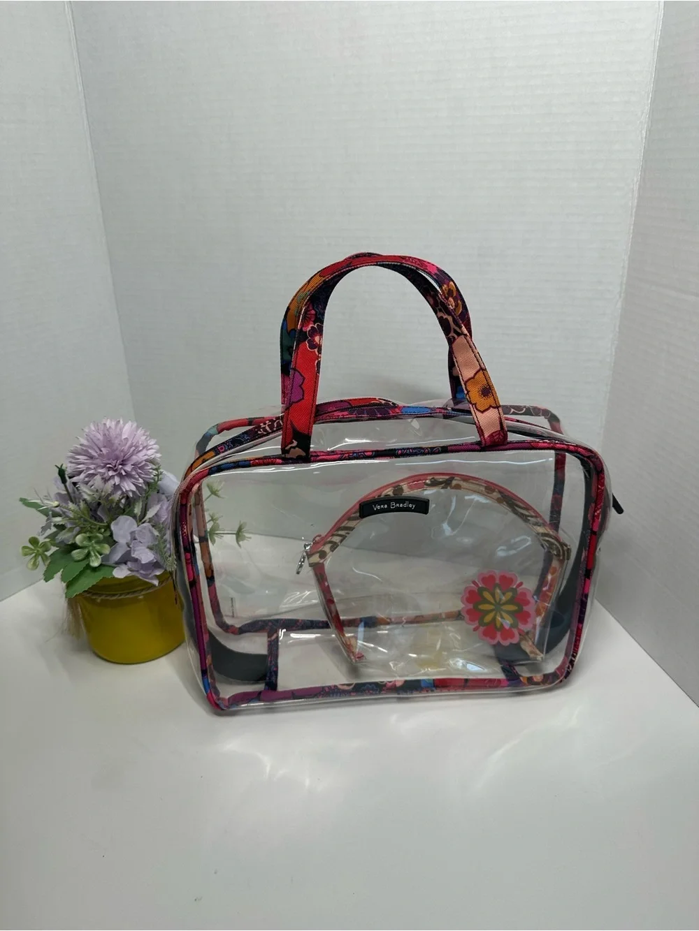Vera Bradley Clear Travel Tote and Floral-Trim Cosmetic Pouch - Multi